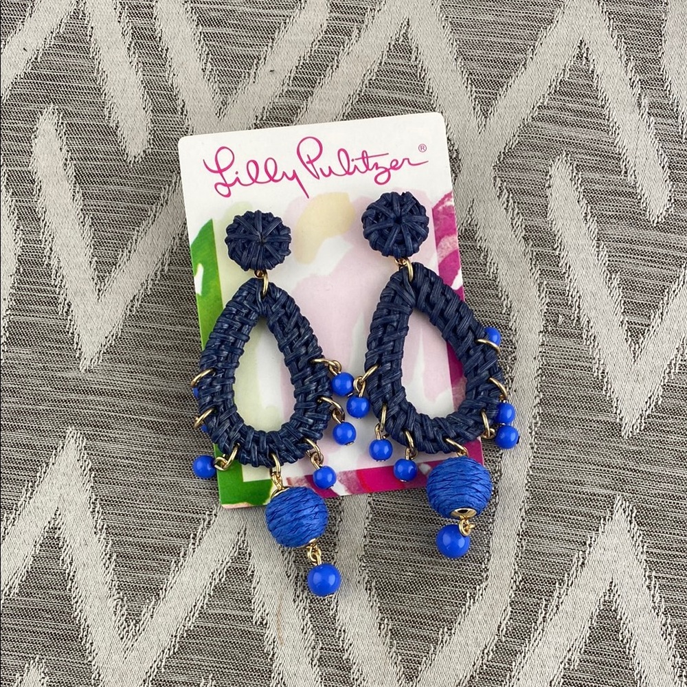 Lilly Pulitzer Blue Statement Earrings Pierced